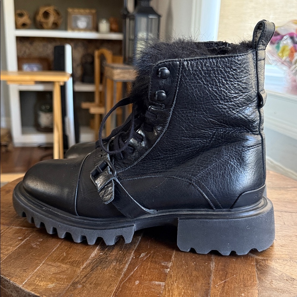 All Saints Tori Shearling Combat Boots 40/10 - Picture 10 of 13